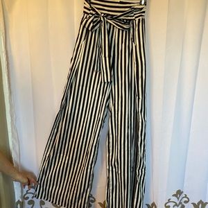 Black and White Striped Palazzo Pants